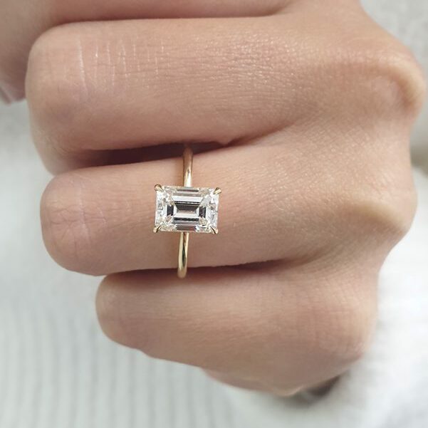 Square Frame Engagement Ring - 1 Carat Round & Baguette Diamond Engagement  Ring in 18K Yellow Gold Plated, Ring Size-11.5 - Walmart.com