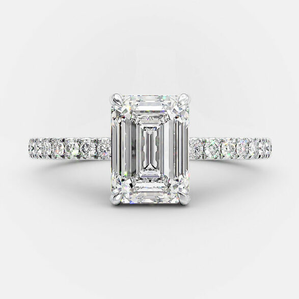 Lyric 1.50 Ct elongated emerald lab diamond engagement ring
