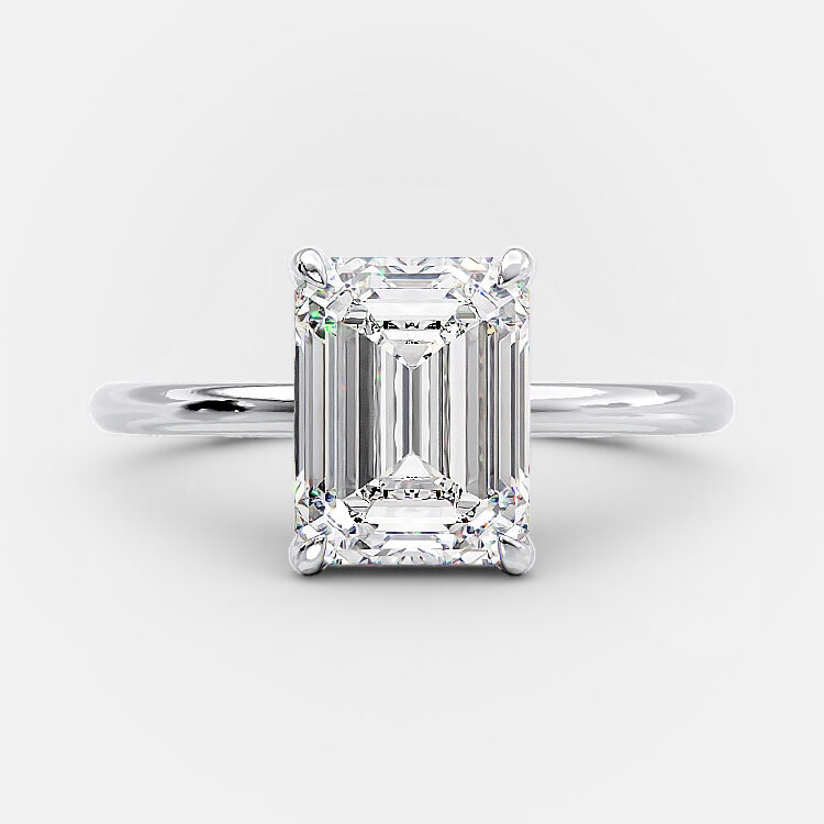 Sky 2.75 Ct lab grown emerald cut engagement ring