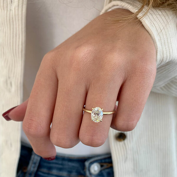 7 Carat Oval Diamond Rose Gold Engagement Ring | Lauren B Jewelry