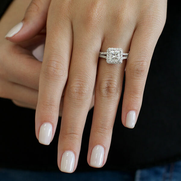 18K White Gold Diamond Engagement Rings 2.50 Carat Real Lab Created  Princess Cut