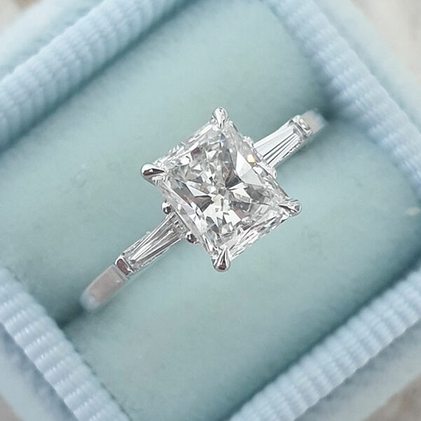 14k White Gold Cathedral 1.04ct D-VS2 Princess Cut from Tiffany Jones  Designs