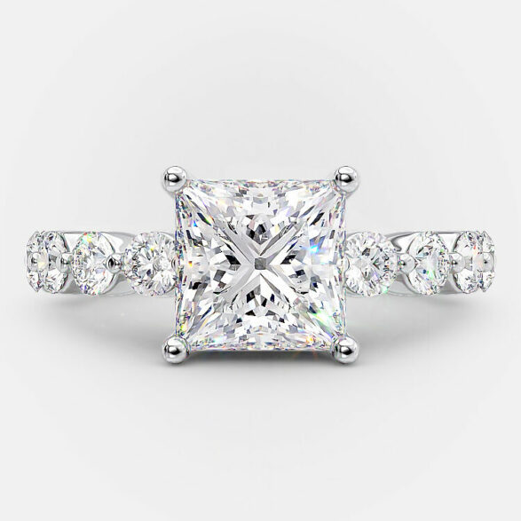 Diana 2.60 carat princess cut engagement ring