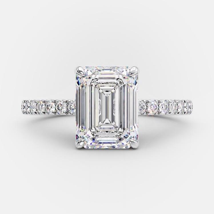 Belle 2.4 carat lab diamond emerald cut engagement ring
