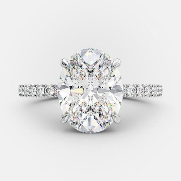 Ema 3 carat lab diamond oval cut engagement ring