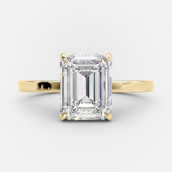 Flora 2.05 lab diamond emerald cut engagement ring