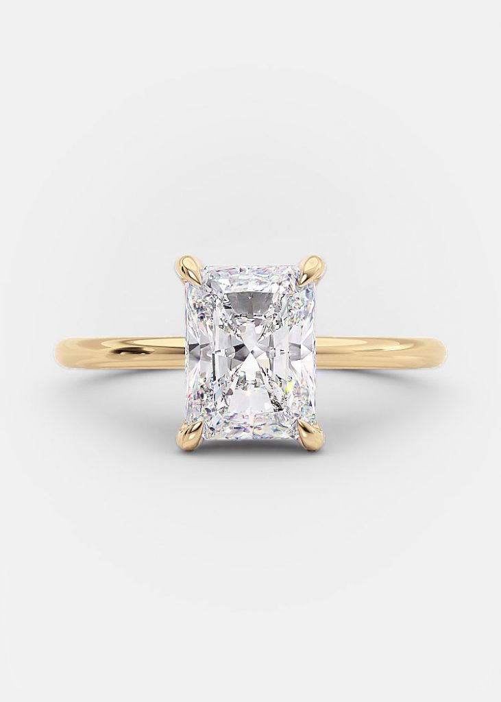 Campagna 2 carat elongated radiant cut engagement ring | Nature Sparkle