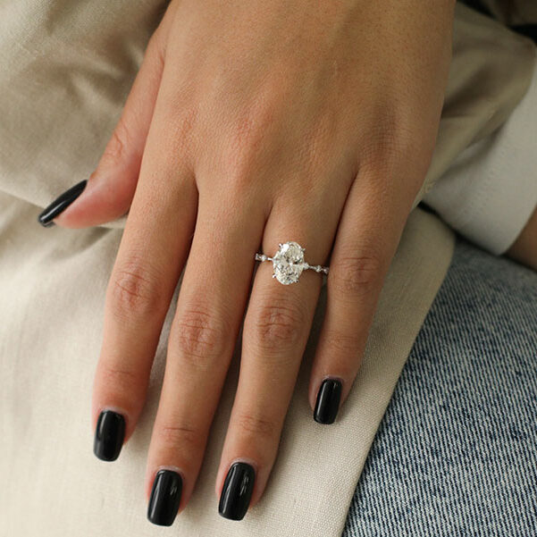 Charleston - 18k White Gold 2 Carat Oval Straight Natural Diamond  Engagement Ring @ $4100 | Gabriel & Co.