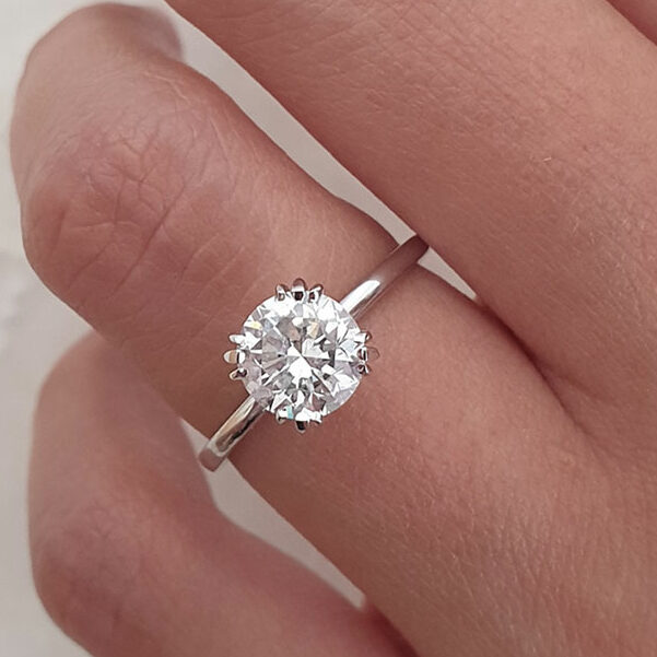 14K White Gold 1.5 Ct Natural Round Diamond Solitaire Engagement Ring F/VS2  | eBay