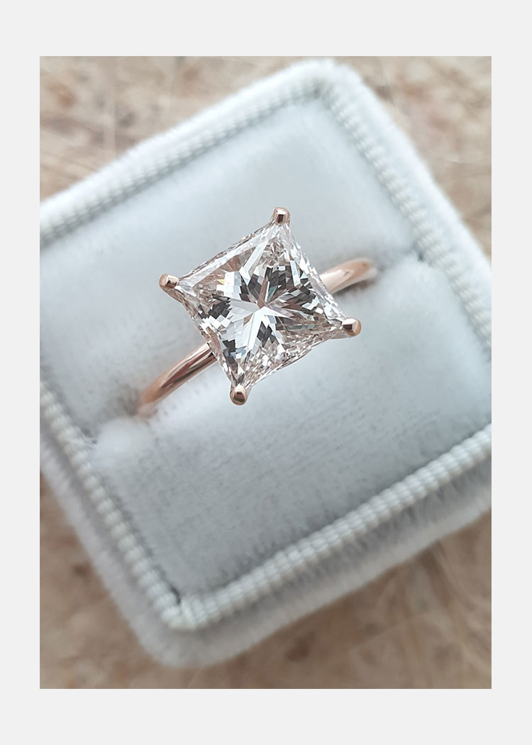 Vintage Princess Cut Diamond Cluster Engagement Ring – Boylerpf