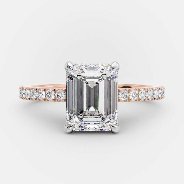 Aurora 2 carat lab diamond emerald cut engagement ring