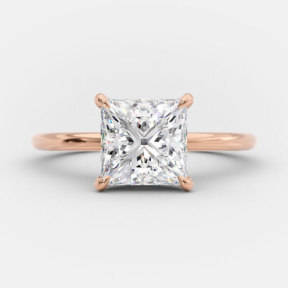 Rose 2 carat princess cut diamond ring