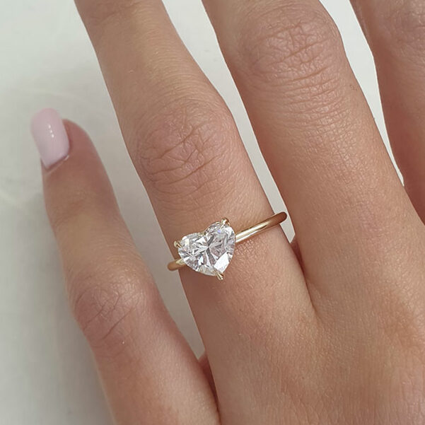 Hidden Halo Heart Shaped Engagement Ring, 2 Ct F VS1 GIA – Kingofjewelry.com