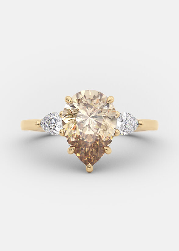 Montana fancy yellow pear shaped engagement ring