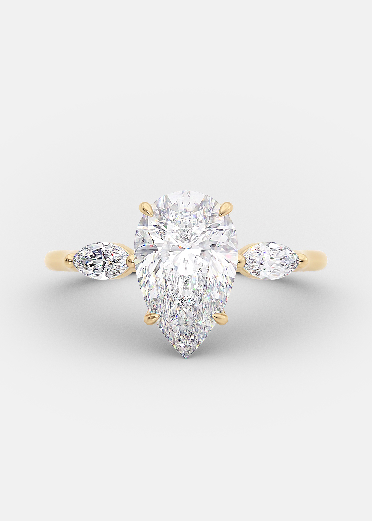Odessa lab diamond pear cut center stone engagement ring