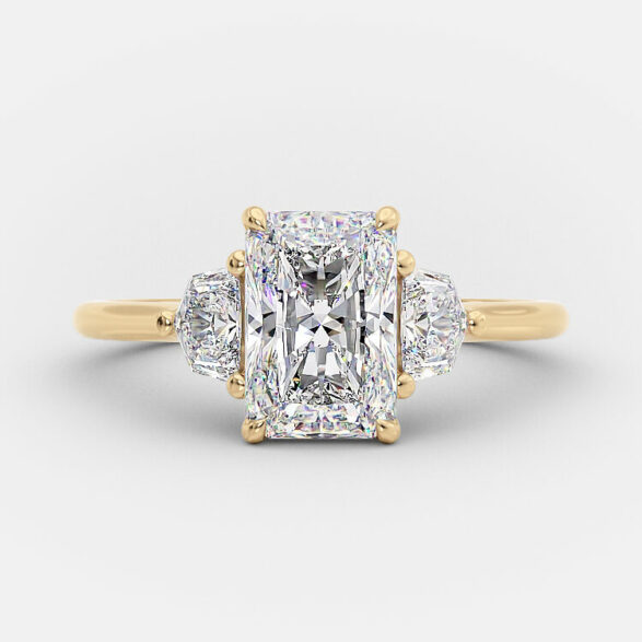 Delta 1.50 Ct lab diamond radiant cut engagement ring