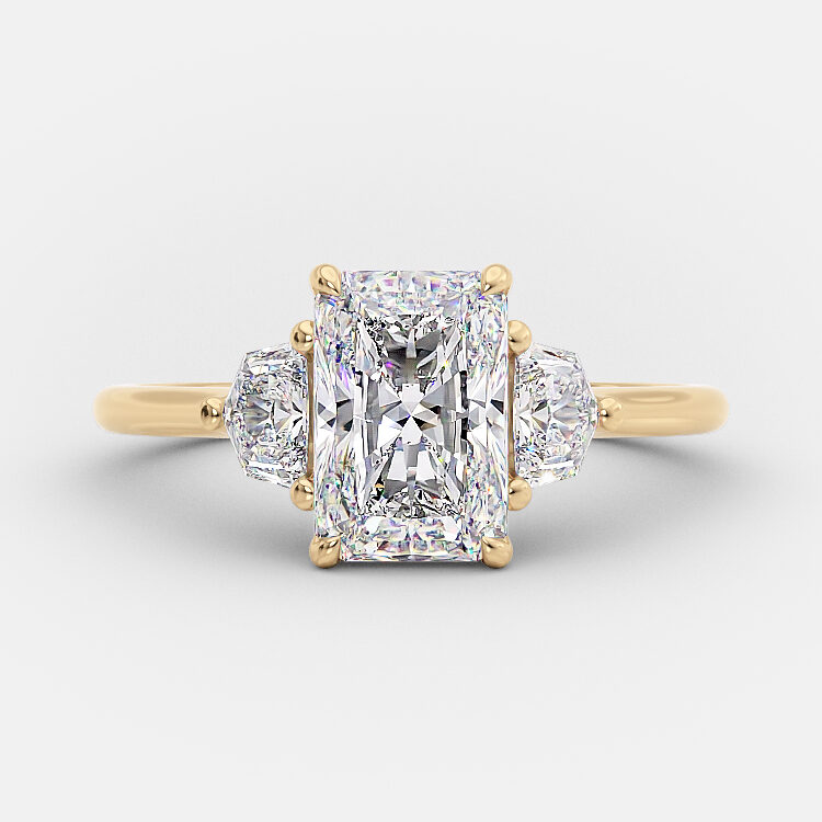 Delta 1.50 Ct lab diamond radiant cut engagement ring