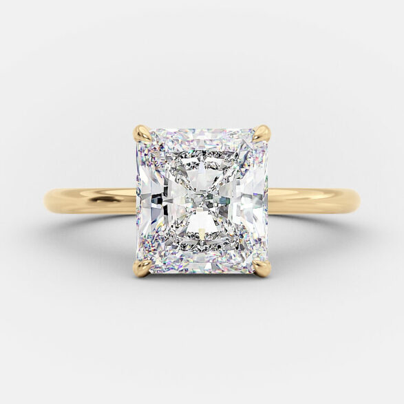 Clara 3 carat lab diamond radiant cut engagement ring