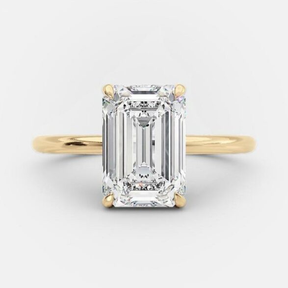 Valentina 1.5 Ct lab diamond emerald engagement ring