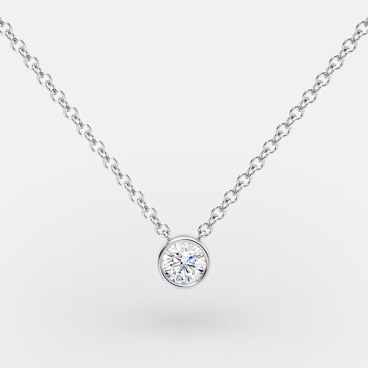 Bezel Round Diamond Necklace