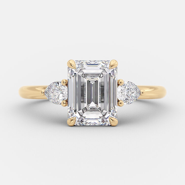Oval and Emerald Cut Double Stone Ring | Diamonbliss