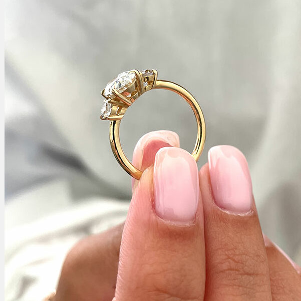 Pink Diamond Ring,Heart Simulated Diamond Ring,Three Stone