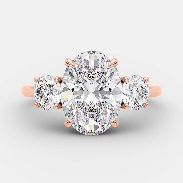 Ana 2.40 carat three stone oval diamond engagement ring