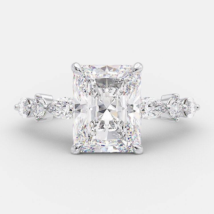 Marilyn 3.06 ct lab grown radiant cut with side stones