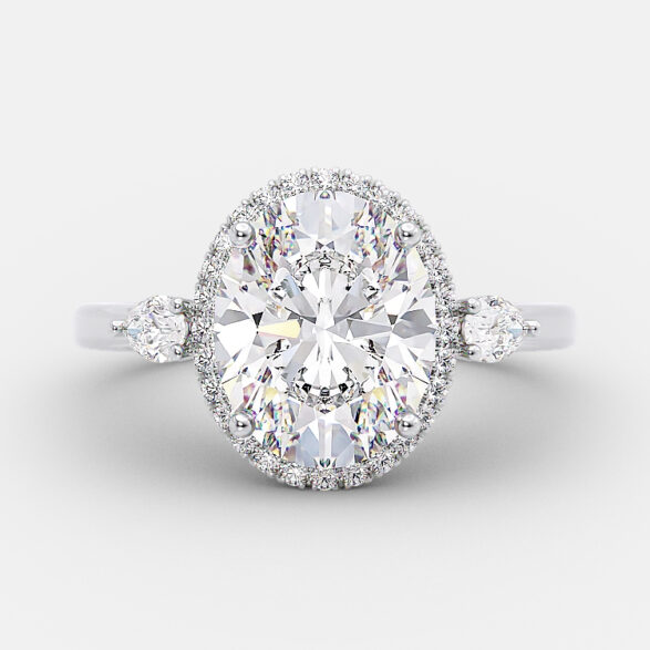 Sloane 2.58 ct lab grown oval engagement ring with accent stones