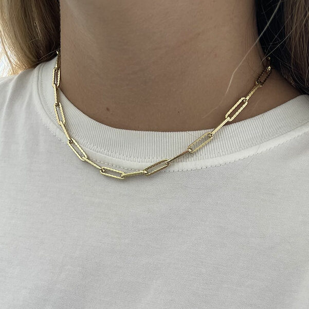 Paperclip Necklace 14k rose gold