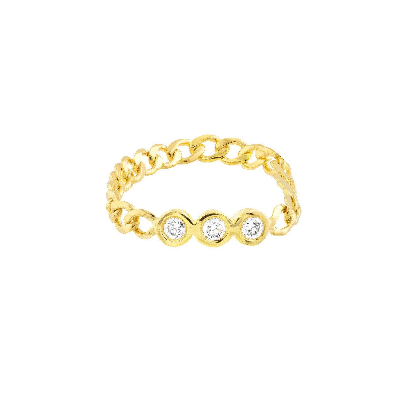 1/10ct Diamond Trio Curb Chain Ring