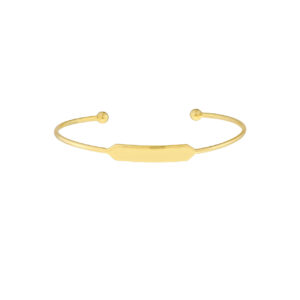 Engravable Initial ID Cuff Bangle with Beaded Ends