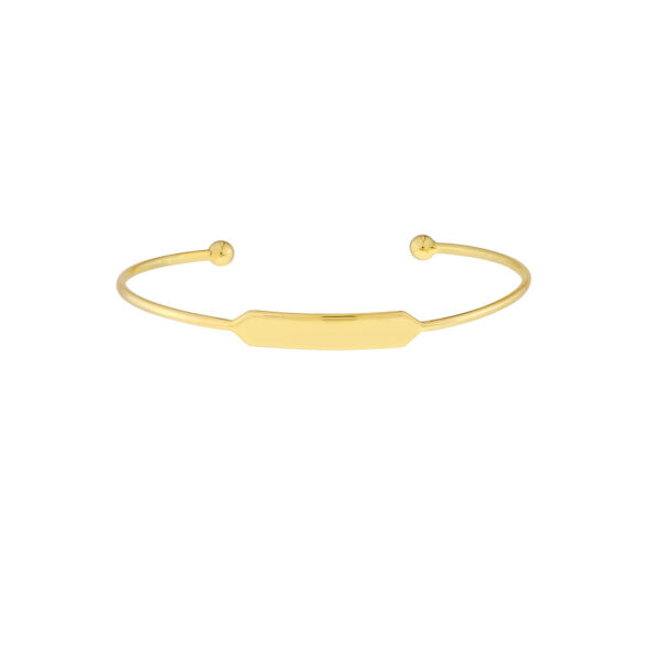 Engravable Initial ID Cuff Bangle with Beaded Ends